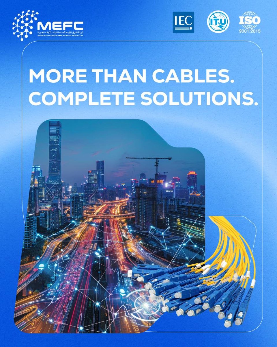 Mefc_Mena's tweet photo. MEFC supplies patch cords, pigtails, and fiber connectors designed for reliable connectivity and built to meet Telcordia GR-326 requirements.

Dependable performance at every connection.

#MEFC #FiberOptics #FiberConnectors #MadeInSaudi https://t.co/o6hvi9n2u7