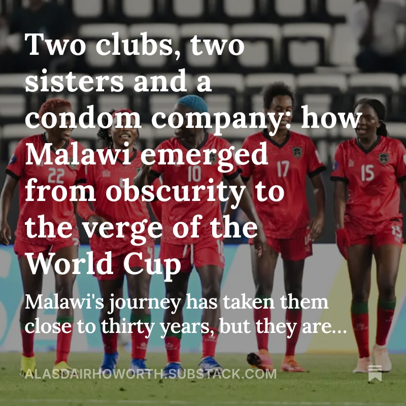 ahoworth97's tweet photo. How a condom company and two clubs were at the heart of Malawian women's football, almost three decades ago, the story of Malawi's Scorchers.

https://t.co/q05At6tmC4 https://t.co/8ATIfM6tu4
