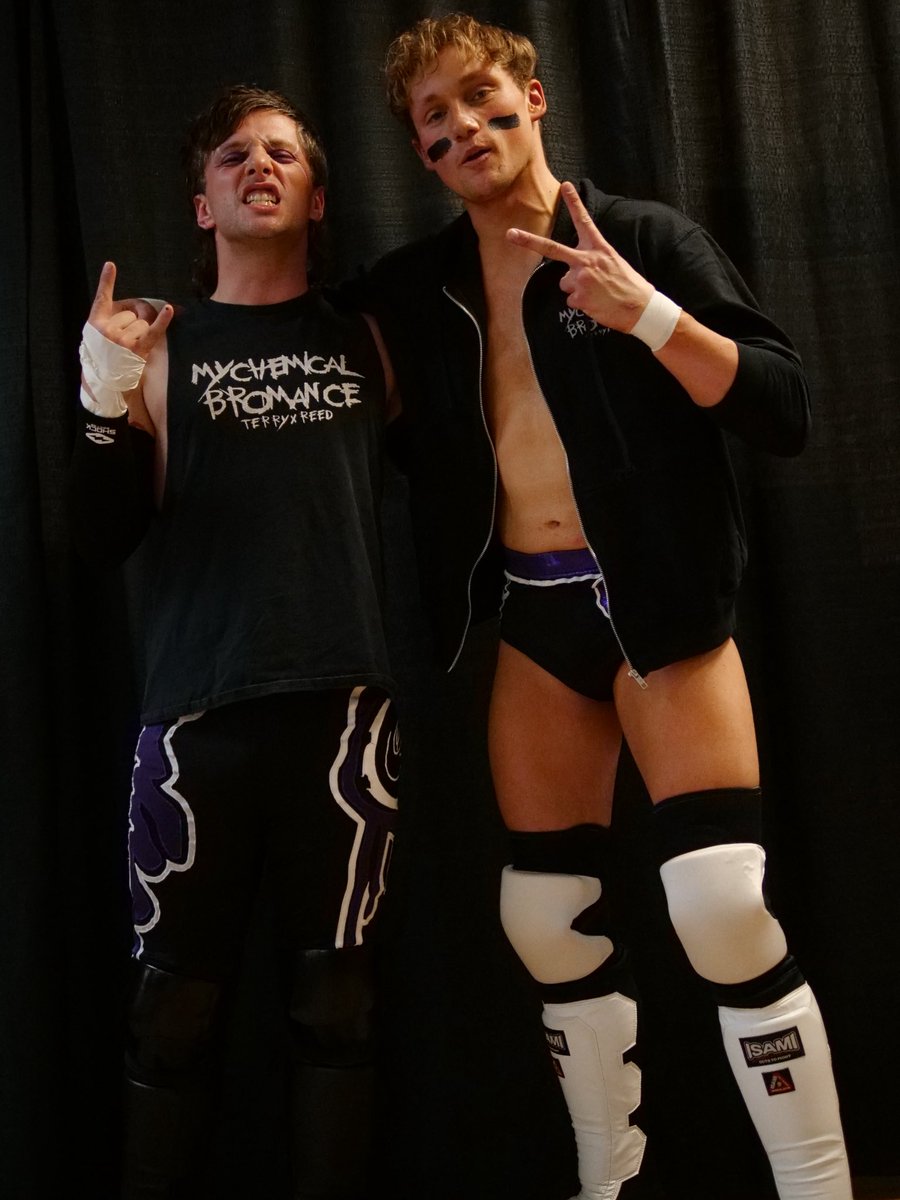 GRINDpuro's tweet photo. My Chemical Bromance make their Pro Wrestling GRIND return at RPM Fest 2026 for #Helloween ! This firey duo is ready for all the ROCK, PUNK, METAL festivities!!

📷: Evan Harn Photography

#MyChemicalBromance #rpmfest #montaguema https://t.co/RcQc5cqn0T