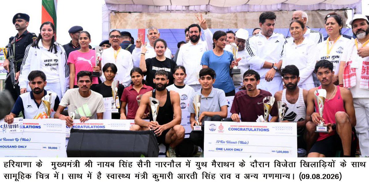 dipronarnaul's tweet photo. नशे को हराने और मुख्यमंत्री के संकल्प को जीताने नारनौल में उमड़ा जनसैलाब

विकसित भारत की सबसे सुंदर तस्वीर कैसी होगी.. तो मैं कहूंगा-हाथ में तिरंगा,जीवन में खेल और मन में नशा मुक्त भारत का संकल्प -मुख्यमंत्री

मुख्यमंत्री ने स्वयं 5 किलोमीटर दौड़ लगाकर युवाओं का किया उत्साहवर्धन https://t.co/ut0tLGFIa4