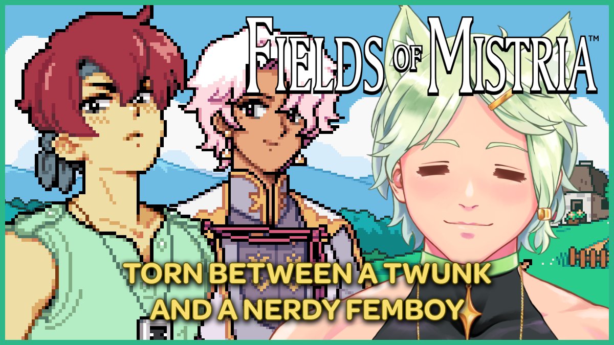 OwenAeon's tweet photo. March or Eiland? They're both super cute.. I literally cannot decide LOL 💦 More Fields of Mistria, right now. We'll keep streaming until @/cieloslug goes live ✨ https://t.co/UsvYFP4MOn