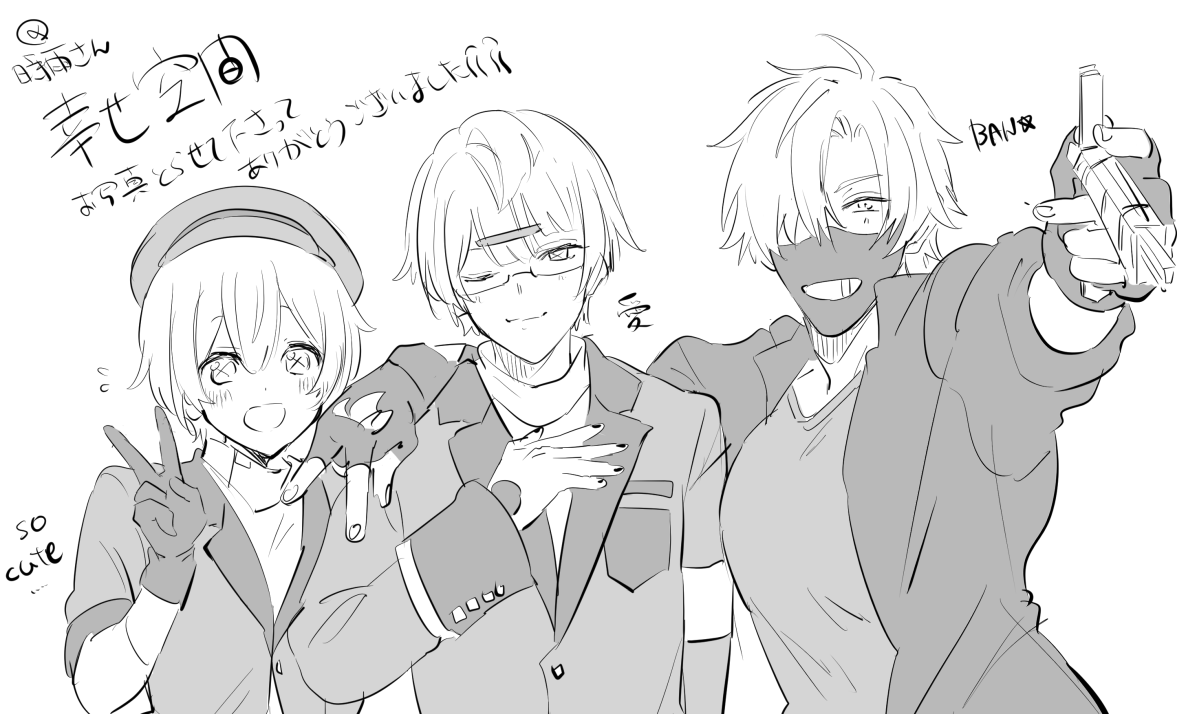 frontover36's tweet photo. 福岡キャラバンの推しトリオ、ちゃっかり撮影させてもらいました ありがとうございます
※再現イラスト https://t.co/M6WpzchG5A