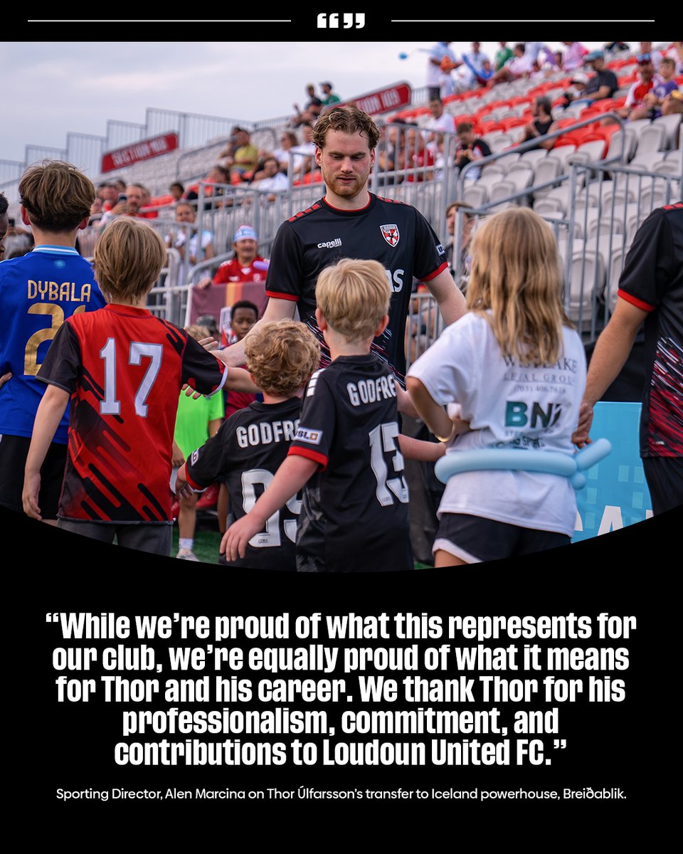 LoudounUnitedFC's tweet photo. A historic milestone for the Red-and-White 🔴⚪

Sporting Director Alen Marcina shares his thoughts on Thor Úlfarsson’s transfer to Icelandic powerhouse Breiðablik FC, marking the largest fee and first international transfer in club history. https://t.co/8rm9VHhGQ0