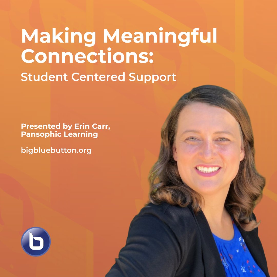 bigbluebutton's tweet photo. Technology should make life easier for students — so what can a virtual classroom actually do for them?

Erin Carr of Pansophic Learning shares how her team uses BigBlueButton to maintain relationships, remove barriers, and keep students connected, whatever their circumstances, in "Making Meaningful Connections: Student Centered Support." Expect practical, student-centered strategies you can put to work.

Watch the full session 🔗 https://t.co/h7eNbjkNdq

#BigBlueButton #BBBWorld2026 #EdTech #OpenSource #VirtualLearning