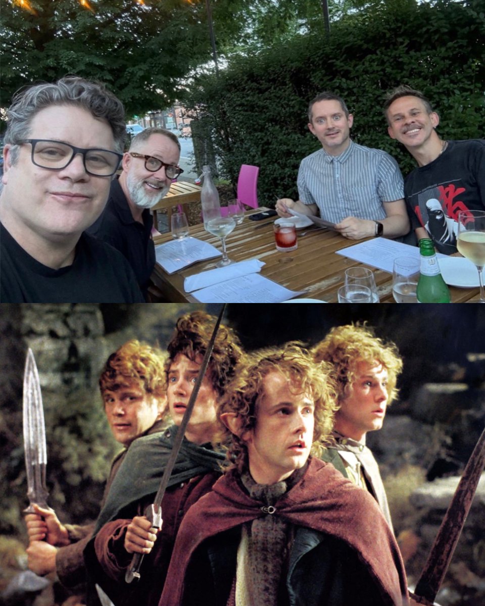 FilmUpdates's tweet photo. ‘THE LORD OF THE RINGS’ stars Elijah Wood, Sean Astin, Dominic Monaghan and Billy Boyd reunited 📸 https://t.co/NAiwemio7l