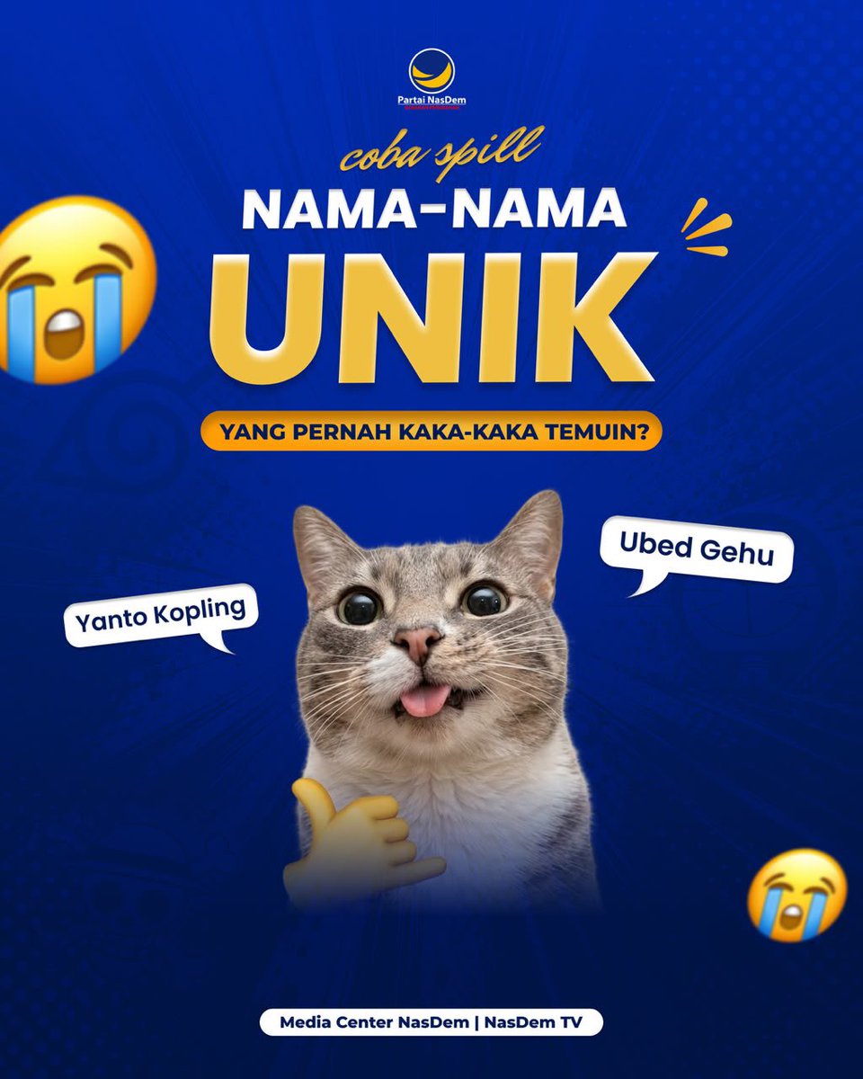 NasDem's tweet photo. Uzumaki? Nobita? Ada di Indonesia! 

Dukcapil mencatat 1.126 warga Indonesia punya nama yang terinspirasi dari tokoh anime. Unik banget, ya! 😆

Kalau kamu pernah ketemu nama unik lainnya, spill di kolom komentar! 

#PartaiNasDem #Weekend 

#NasDem #NamaUnik #AnimeIndonesia https://t.co/qGOxY4BJOV