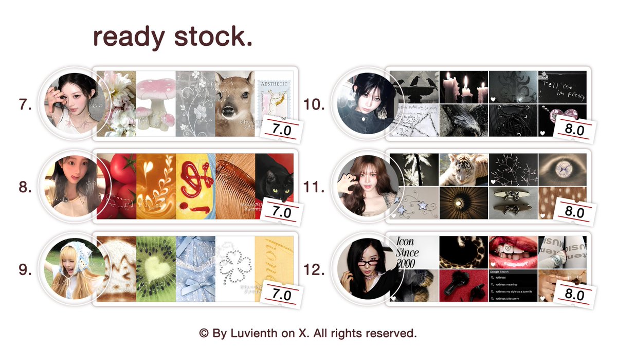 Luvienth's tweet photo. Help repost? Thank you so much. ♡

LAYOUT READY STOCK: Jiwoo, Asa, Ian, Kya, Minju, Wonhee, Yuha, Liz, Giselle. Price on pic, available retext on nickname. Don't forget to mention after DM!

✰ #zonauang https://t.co/166od8Va2e