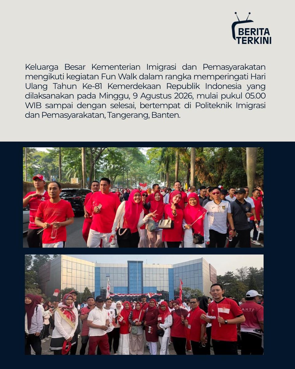 bapastangerang's tweet photo. 🇮🇩 Semarak HUT Ke-81 Kemerdekaan Republik Indonesia!🇮🇩

Keluarga Besar Kementerian Imigrasi dan Pemasyarakatan bersama-sama memeriahkan Hari Kemerdekaan melalui rangkaian kegiatan yang penuh semangat, kebersamaan, dan kepedulian. https://t.co/sYDyTaDJfX