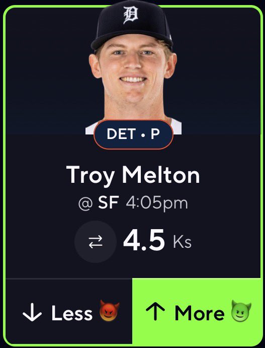 LPPicks_'s tweet photo. Troy Melton has cleared 4.5 Ks in 5 of his last 6 starts π
Prop: Troy Melton Over 4.5 Kβs
Confidence: 5/5
Write Up π:
Troy Melton β K analysis βΎοΈ
β’ 7.8 K/9 this season
β’ 22.5% K rate
β’ 5+ Ks in 9 of his last 10 starts
β’ 9 Ks in two of his last four outings
β’ Fastball + secondaries generating strong whiff rates
My lean: Over 4.5 Ks
What are you projecting for Melton tonight β 5, 6, or 7+ Ks?ββββββββββββββββββββββββββββββββββββββββββββββββββ
Smash π₯ The β€οΈ Button If Your Tailing
Free Discord Link - https://t.co/zlQywXfiVo
Premium Link - https://t.co/eKZccZBQE8
#Gamblingπ #GamblingTwitter #mlb #prizepicks #propsedge