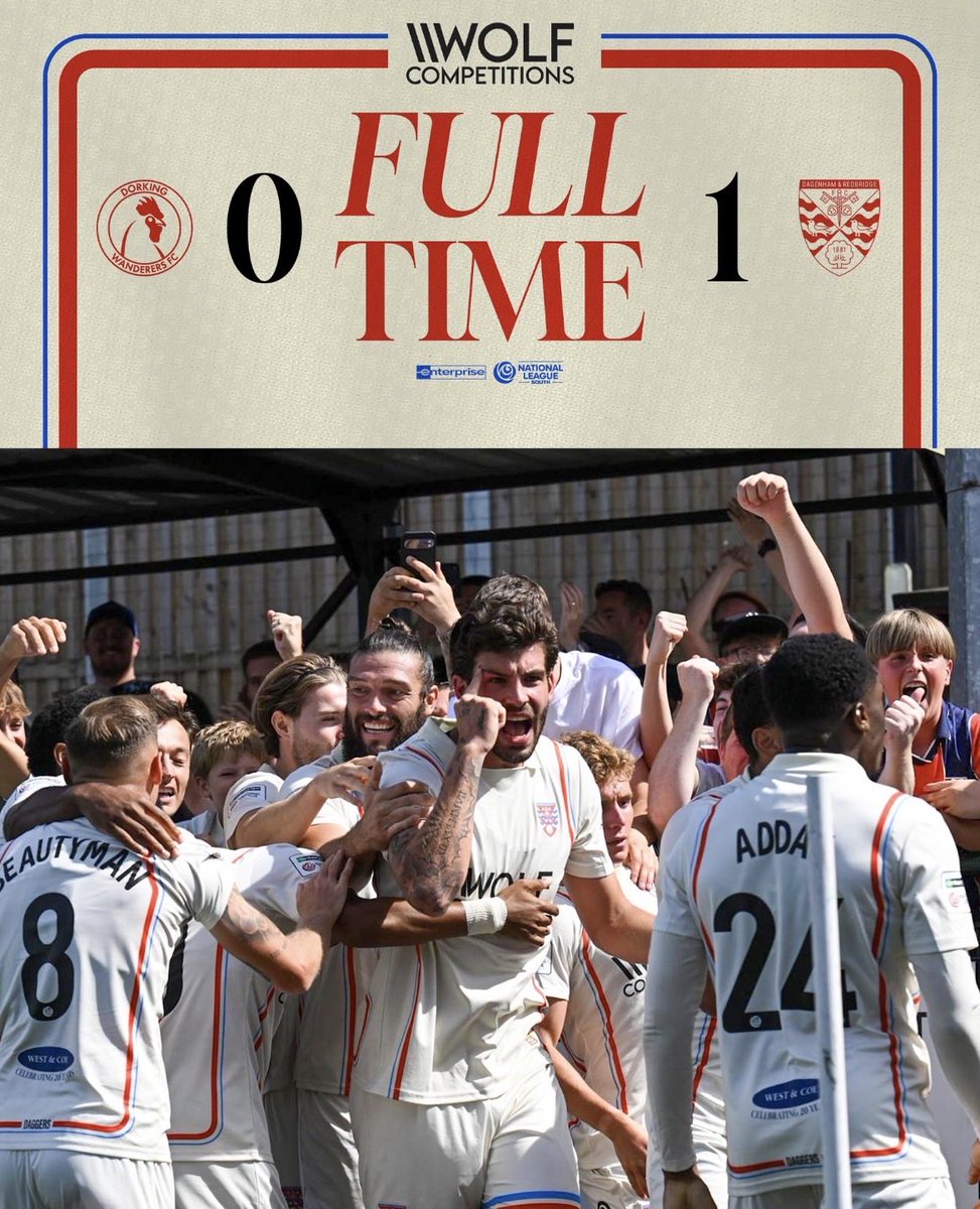 N0NLEAGUEWATCH's tweet photo. @DorkingWDRS vs @Dag_RedFC was the highest profile fixture on the opening day, with both teams expected to be in the mix for promotion, newly appointed Lee Allinson reigning victorious over Marc whites Dorking, “the daggers” are favourites for promotion after the ksi takeover! https://t.co/fvyl5Lz2ft