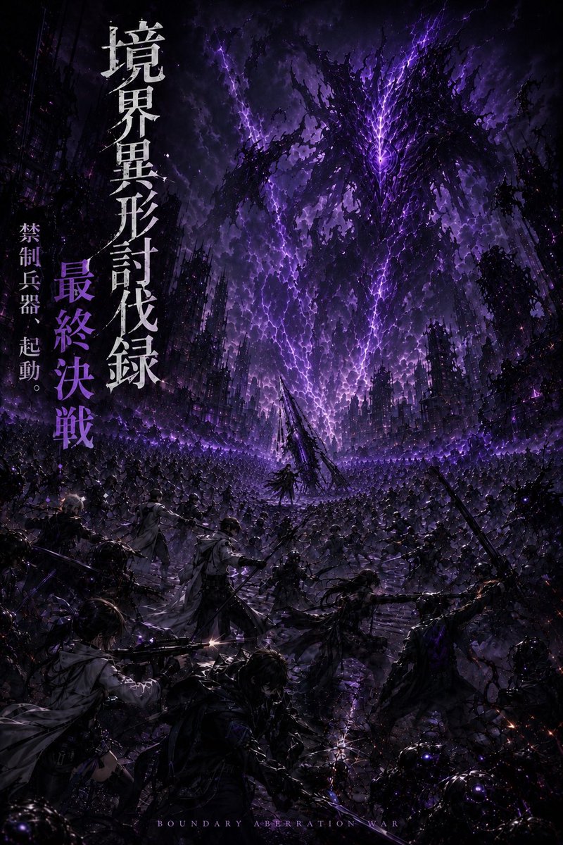 1000NIN4's tweet photo. 異形側も、討伐者側も、
これが最後の投入機会となる。

《境界異形討伐録》

23:59、全戦闘終了。

最後の一時間。

総員、最終決戦ニ参加セヨ。

#異形討伐録 https://t.co/hFH2HeALFo