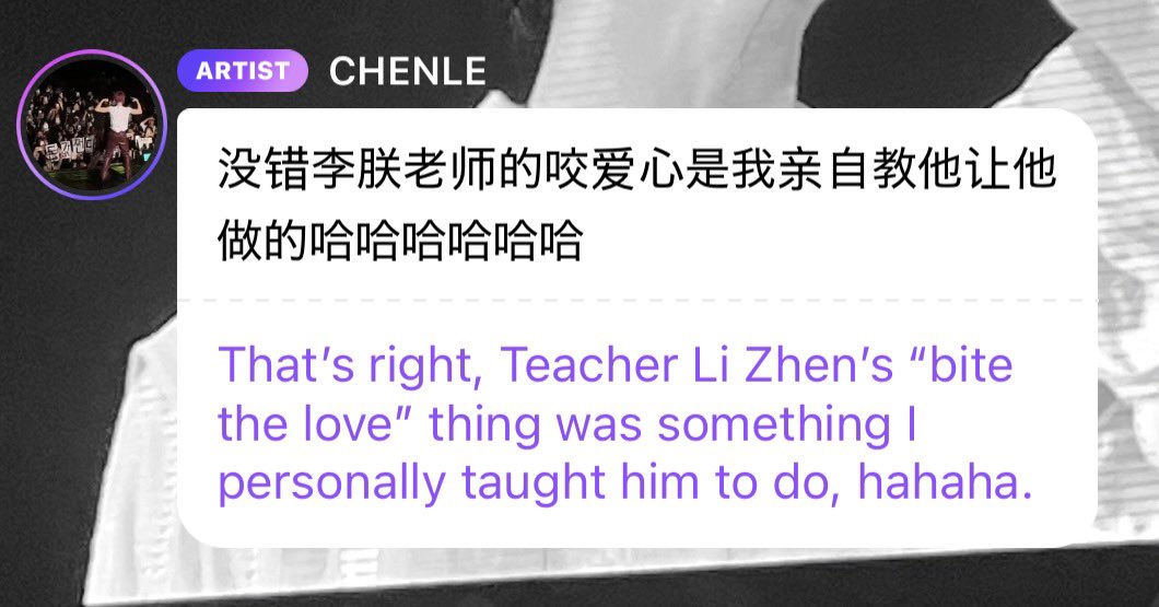 chenleveerse's tweet photo. 260809 | CHENLE BBL UPDATE

“yep, that’s right. i personally taught li zhen laoshi how to do the heart biting pose and told him to do it hahaha”

CHENLE JOINS WORLD CHOIR GAMES #CHENLE_VoicesOfYouth https://t.co/3asgQJWUoR