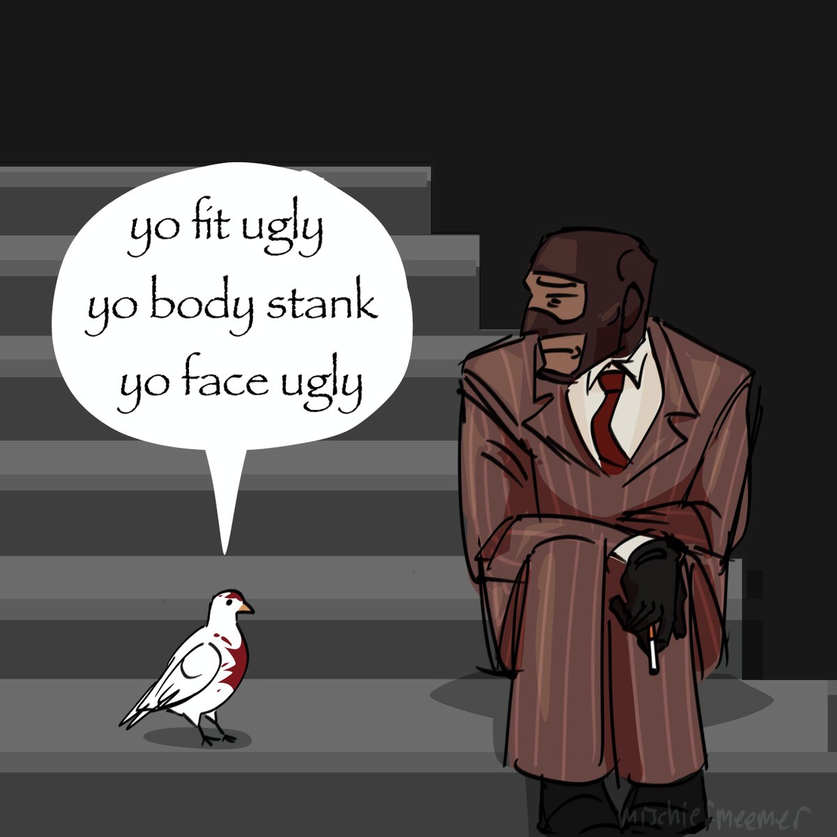 mischiefmeemer's tweet photo. @1uppeach he for sure got that from Medic, get him Archimedes. #archimedestf2 #spytf2 https://t.co/Co081M3yp9