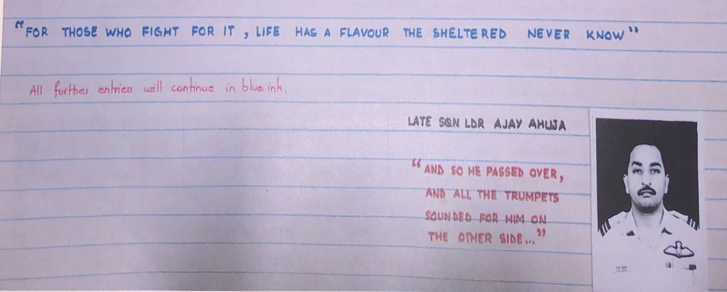 AnchitGupta9's tweet photo. As this weekend of revisiting Operation Safed Sagar draws to a close, perhaps the last word should belong to No. 17 Squadron, the Golden Arrows.

This is how they closed their Squadron Diary in July 1999, at the end of the war.

#IAFHistory https://t.co/89HzdgPeFs