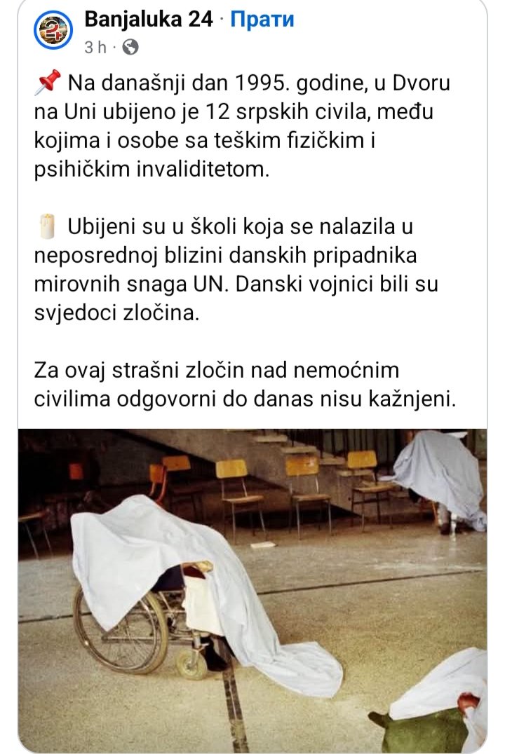 radakovicboris's tweet photo. Дакле, када си противника поразио и већину његових цивила протјерао, ти ликвидираш цивиле са психичким и физичким обољењима. Зато кад вам неко спомене Овчару, питајте га да ли зна за Двор, и за злочине у Вуковару прије Овчаре. https://t.co/r5dQescM9k