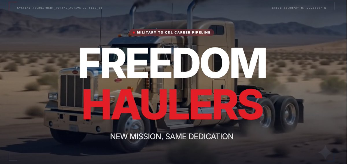 VETS_DOL's tweet photo. .@VETS_DOL is proud to support the new interagency Freedom Haulers initiative, a national campaign to recruit more veterans to drive big rigs! https://t.co/ELzYfhckUg https://t.co/uaCgF3McsM