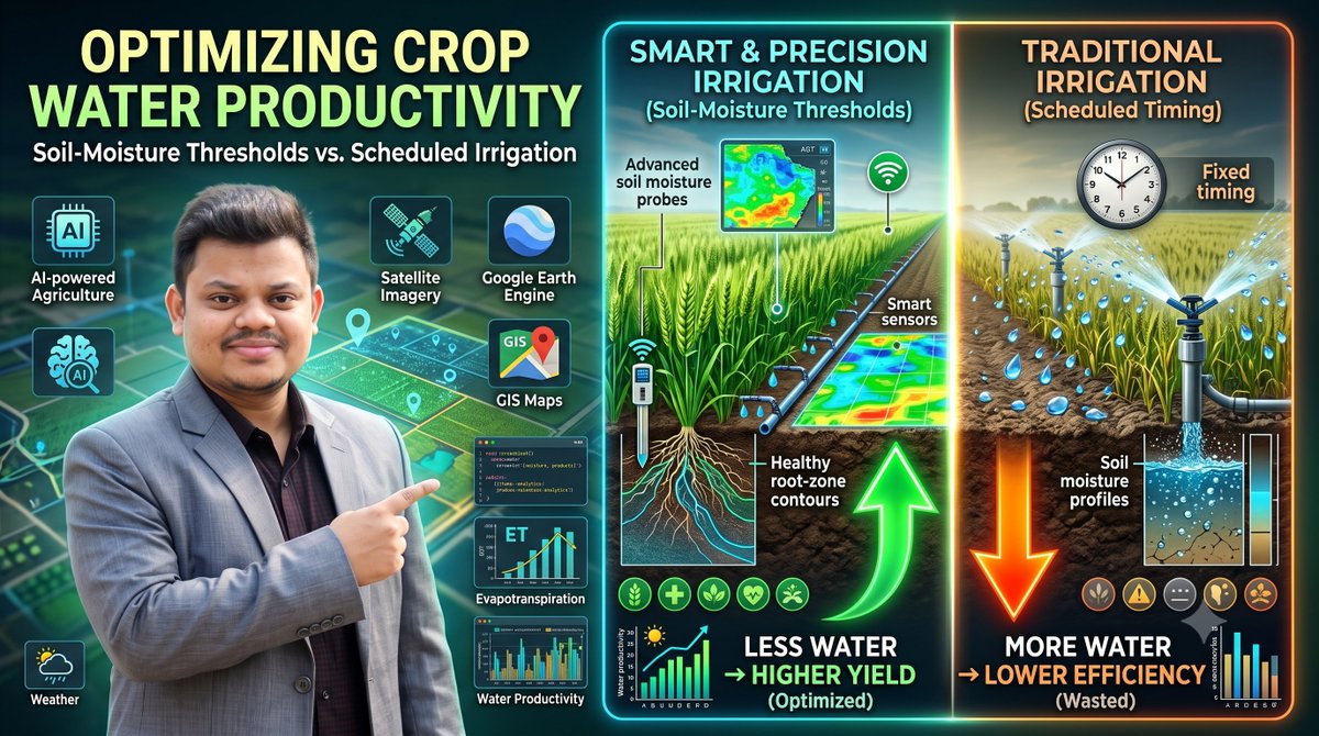 GISRSStudyHacks's tweet photo. Optimizing Crop Water Productivity using AquaCrop-OSPy. Tutorial Link: https://t.co/tbDVNIweUM
#GoogleEarthEngine #remotesensing #geoai #geospatialintelligence #precisionagriculture #GISMapping https://t.co/bzOPwW5v15