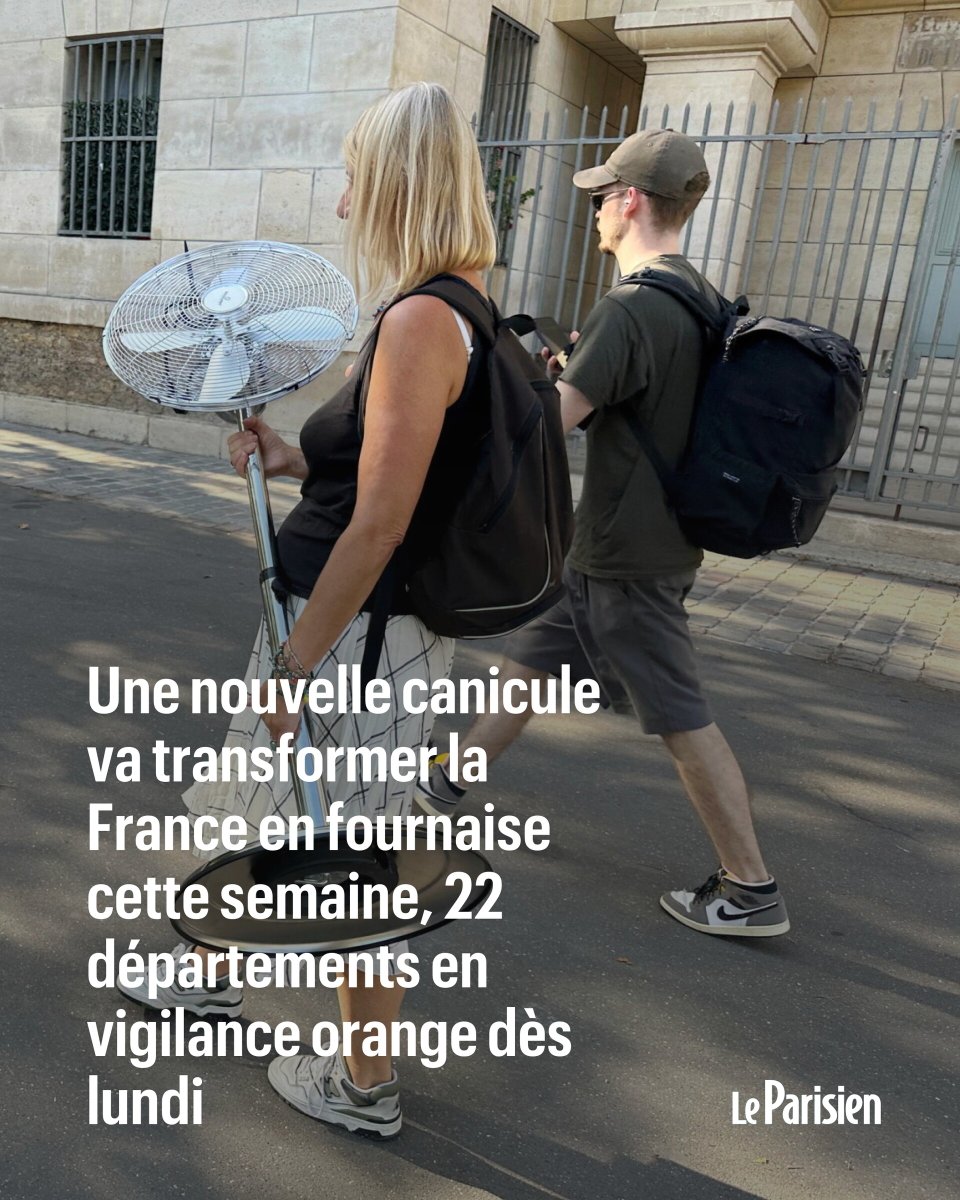 le_Parisien's tweet photo. Une nouvelle canicule va transformer la France en fournaise cette semaine, 22 départements en vigilance orange dès lundi
➡️ https://t.co/LoKHi6cFqf https://t.co/SfLCK2AvGU