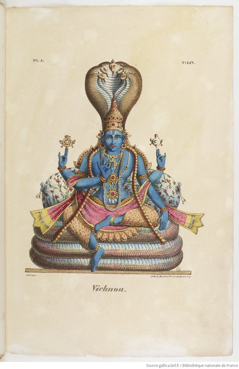 the_conqueror56's tweet photo. Illustrations of Hindu Gods and Goddesses by French Artist J.J. Chabrelie 🧵 

1. Bhagavān Viṣṇu https://t.co/YyapRFfo3F