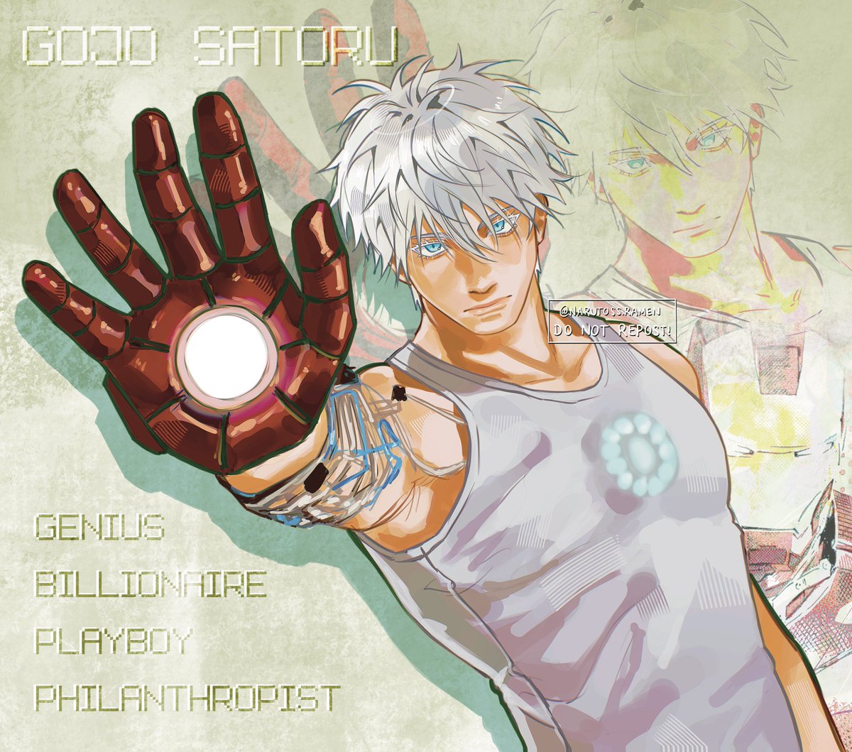 xiaoshy_otp's tweet photo. listen iron man is the only valid superhero variant for satoru you can’t change my mind https://t.co/Bc6lMkumjd