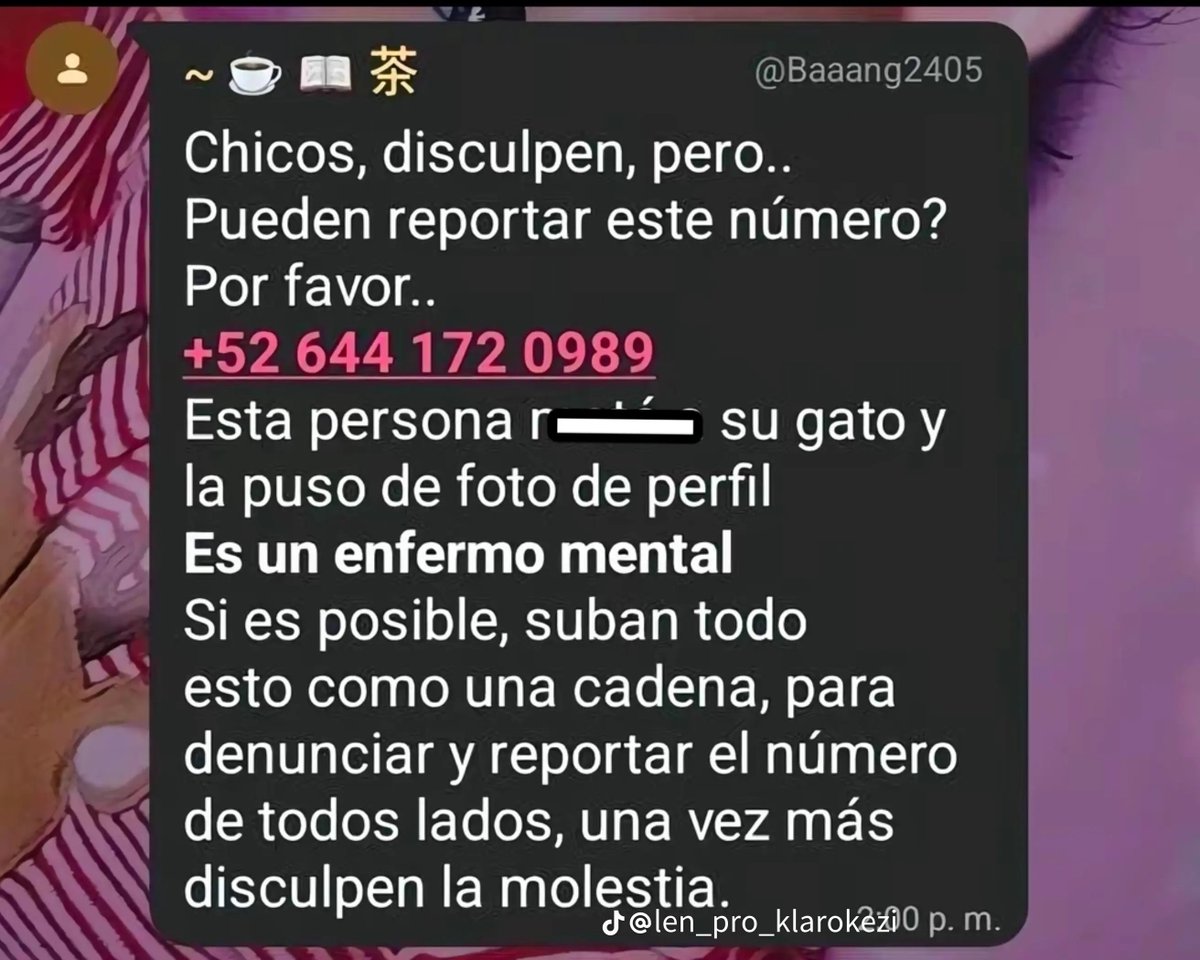 n29815533's tweet photo. Ola, yo no subo tweets pero quiero apoyar a esta persona difundiendo esto, está persona desc*art*zo a su gato y la puso de foto de perfil en su whats y al parecer no es el único animalito que ha matado ya que dice que el próximo será su perro y dijo "seguiré matando animales" https://t.co/HdwTkMZLIB