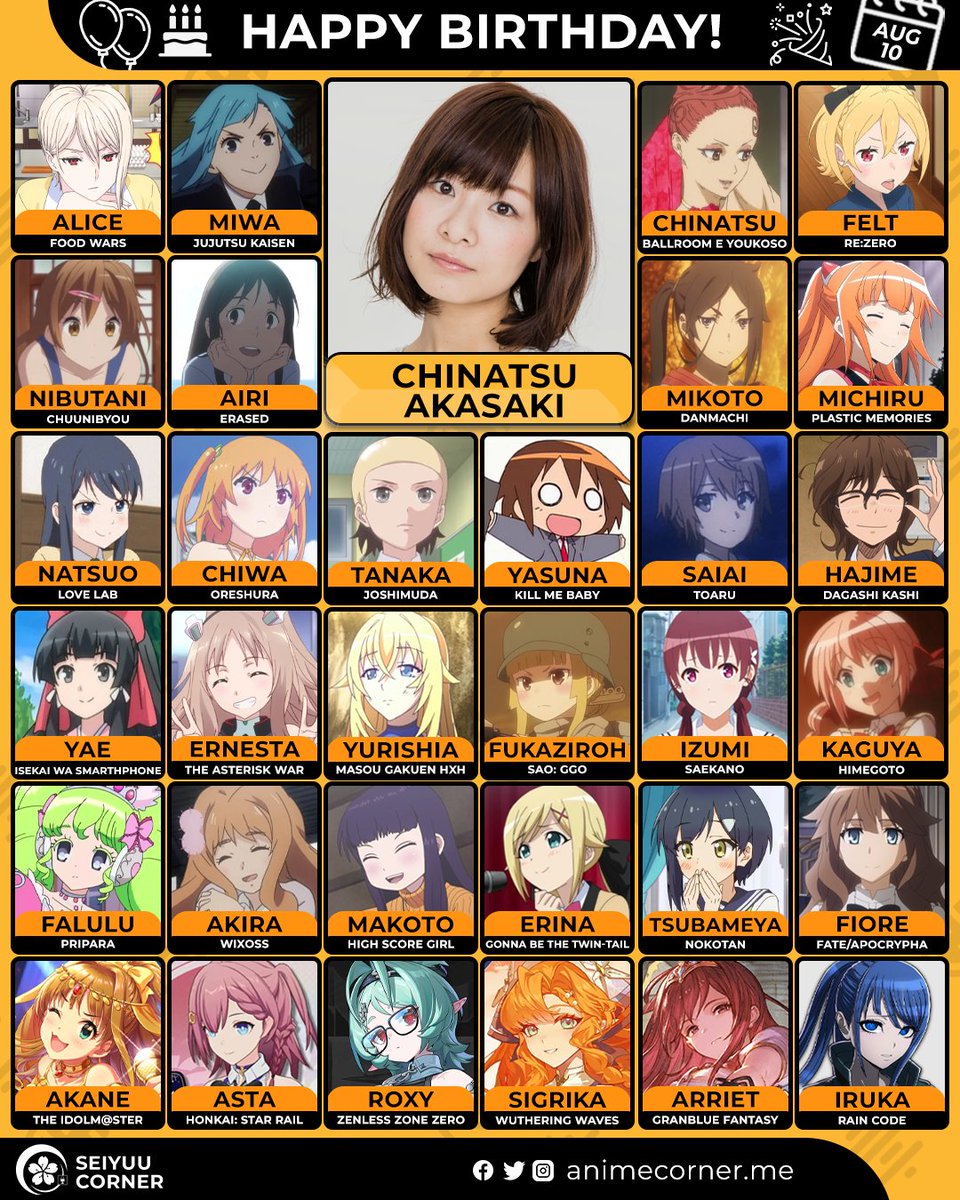 seiyuucorner's tweet photo. Happy birthday Chinatsu Akasaki! 🎉 

Let's wish her all the best @R172 

#ChinatsuAkasaki #赤﨑千夏 #赤﨑千夏生誕祭2026 https://t.co/5VCdlcqzh1