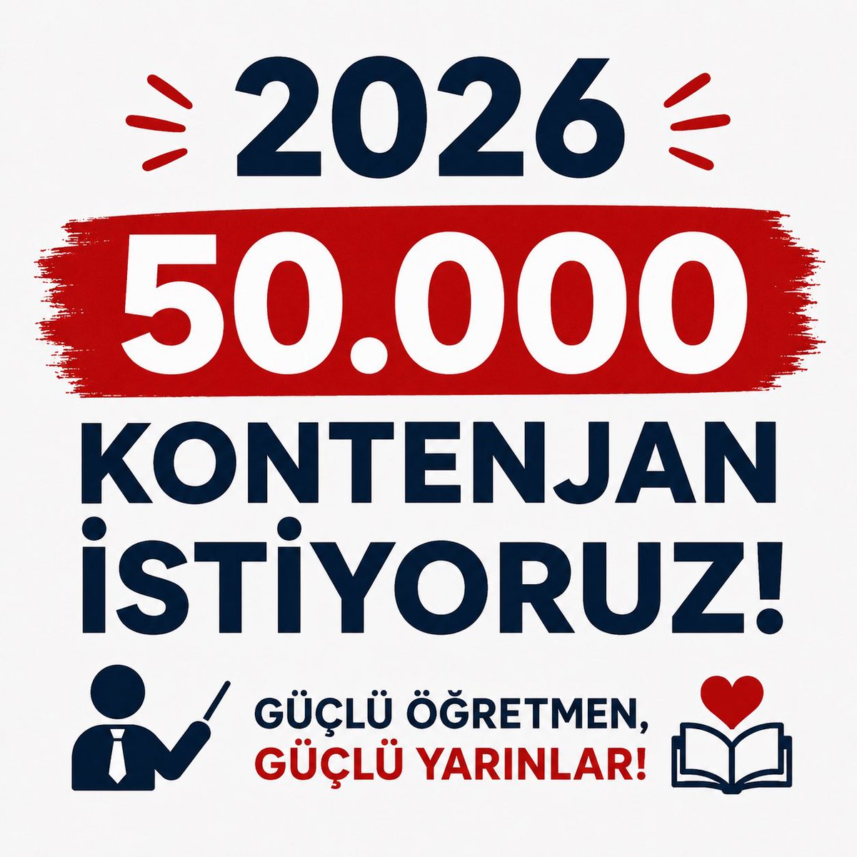 gjzemm_'s tweet photo. Öğretmenlerimizin atama umudu, öğrencilerimizin eğitim hakkıdır. 2026 MEB AGS kontenjanları artırılsın, en az 50 bin öğretmen ataması gerçekleştirilsin! #AGS50Binatama @Yusuf__Tekin @RTErdogan @oktay_saral @dbdevletbahceli @mustafasenbd @TalipGeylan06 https://t.co/xiCZXqjSEy