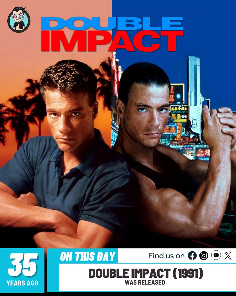 joblocom's tweet photo. Double Impact (1991) was released 35 years ago! 🎥
 #DoubleImpact #JeanClaudeVanDamme #MartialArtsMovies #ClassicAction https://t.co/XnvH02qmJg