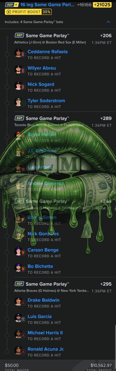 Ladi_Mayhem's tweet photo. 🚨 MAYHEM MOVEMENT 16-LEG MADNESS
💵 $50 ➡️ $10,562.97
https://t.co/ORIR9pdlr4
WHO’S TAILING THIS INSANITY?! 👀
❤️ + 🔁 Let's Cash
#MayhemMovement #MLB #MLBParlay #SameGameParlay #SportsBetting #gamblingx #MLBPicks #Parlay #MLBBets #GamblingTwitter #CashIt 🫡 https://t.co/sT9iF8zLly