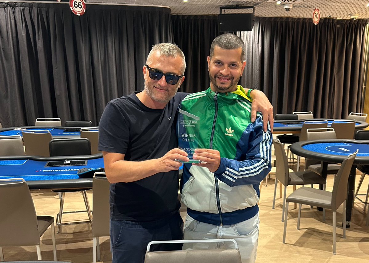 CEP_Poker's tweet photo. ♠️ OPENING DÍA 2 - #CEPBarcelona ♠️

🏆 ¡ALEXANDRE SANTIAGO ES EL CAMPEÓN DEL OPENING! 🏆

#YoSoyCEP

@CasinoBarcelona || @PokerStarsSpain || @casinobcn_poker https://t.co/vo0torNxiY