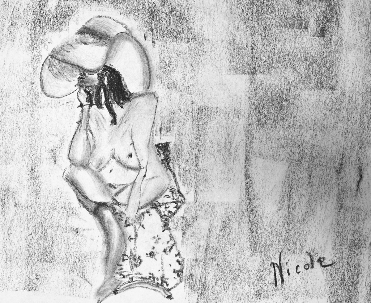 Nicoleedits's tweet photo. "Put Your Records On." My latest drawing on Saatchi Art. Have you been to the online gallery? If so, would love a follow! https://t.co/qubpVRNZQC. Thanks for supporting your indies! Follow your path, Friends! #SupportYourIndies #Drawing #CharcoalDrawing #FigureDrawing https://t.co/v8g17bNk23