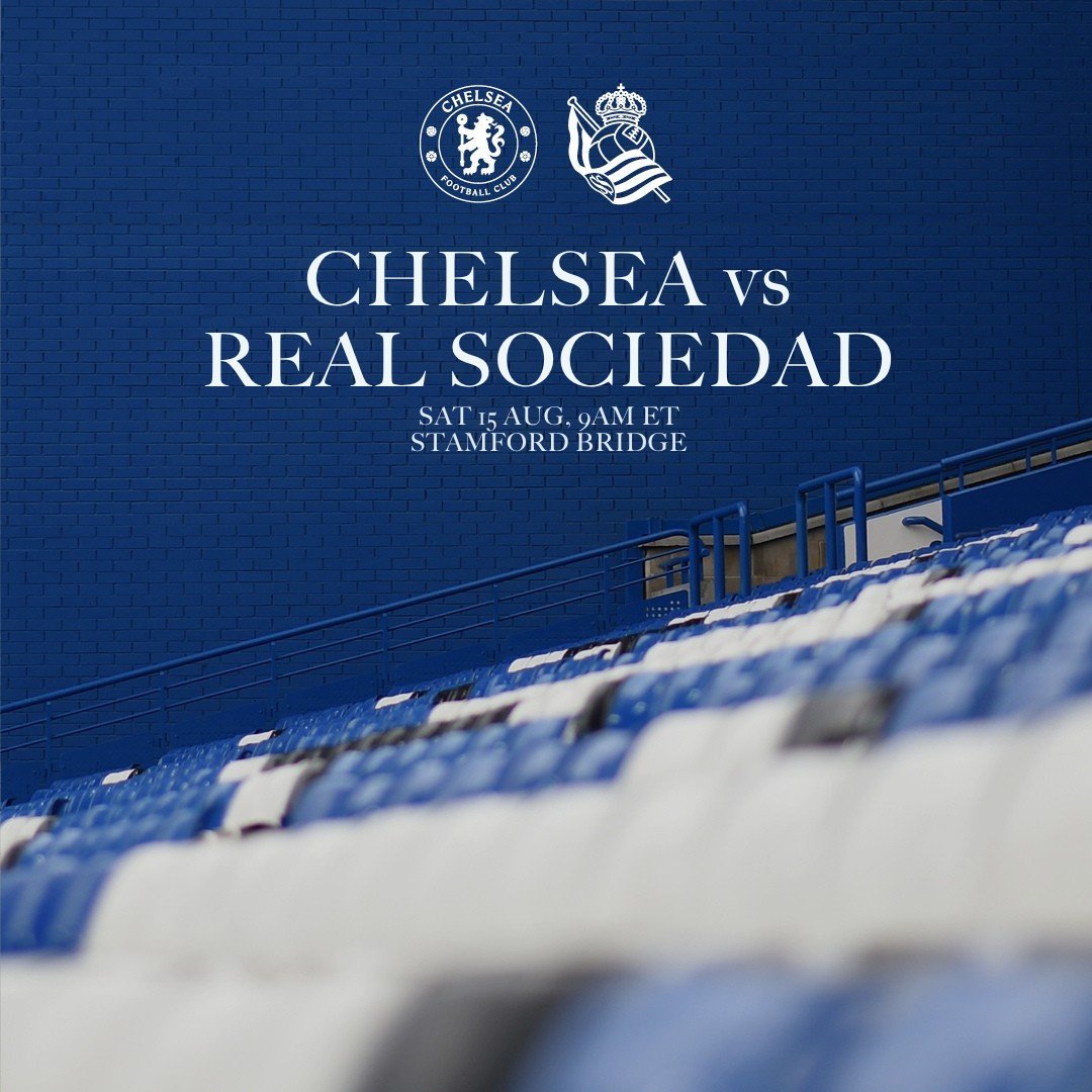 LontoonSiniset's tweet photo. 🏆| #ClubFriendly
⚽| @ChelseaFC 🆚 @RealSociedad🇪🇦
🏟️| Stamford Bridge
🗓| Lauantai 15.08.2026
🕖| 16:00
📺| Chelsea TV (Vaatii CFC+ jäsenyyden)
#CFC #CFCfi #LontoonSiniset #CHERSO #CFCpreSeason https://t.co/pASsaSrB3g