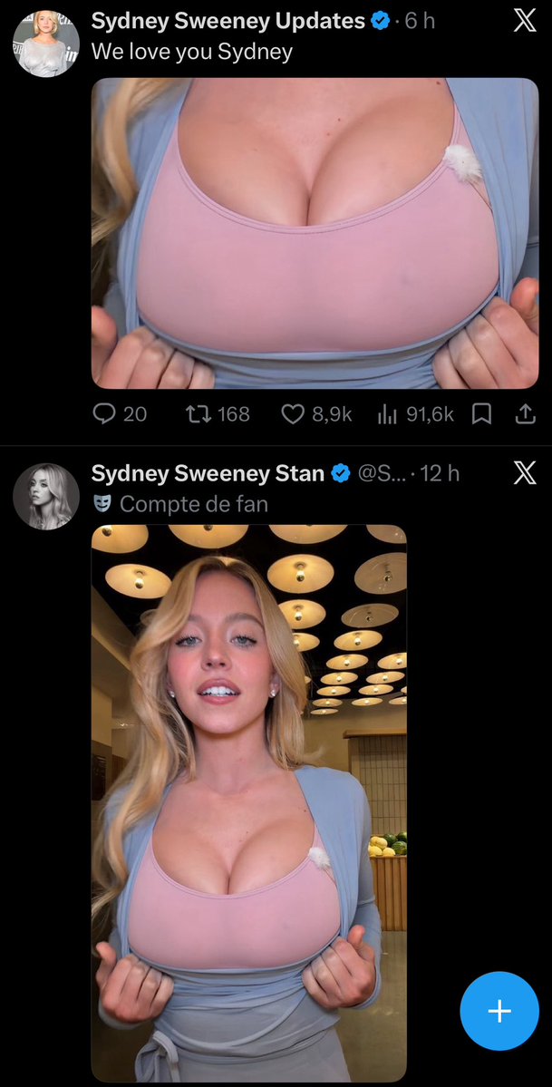 blueslime00's tweet photo. @SydneySweenews My TL been 80% of Sydney Sweeney ever since this video dropped (not complaining) https://t.co/omRA78UkN0