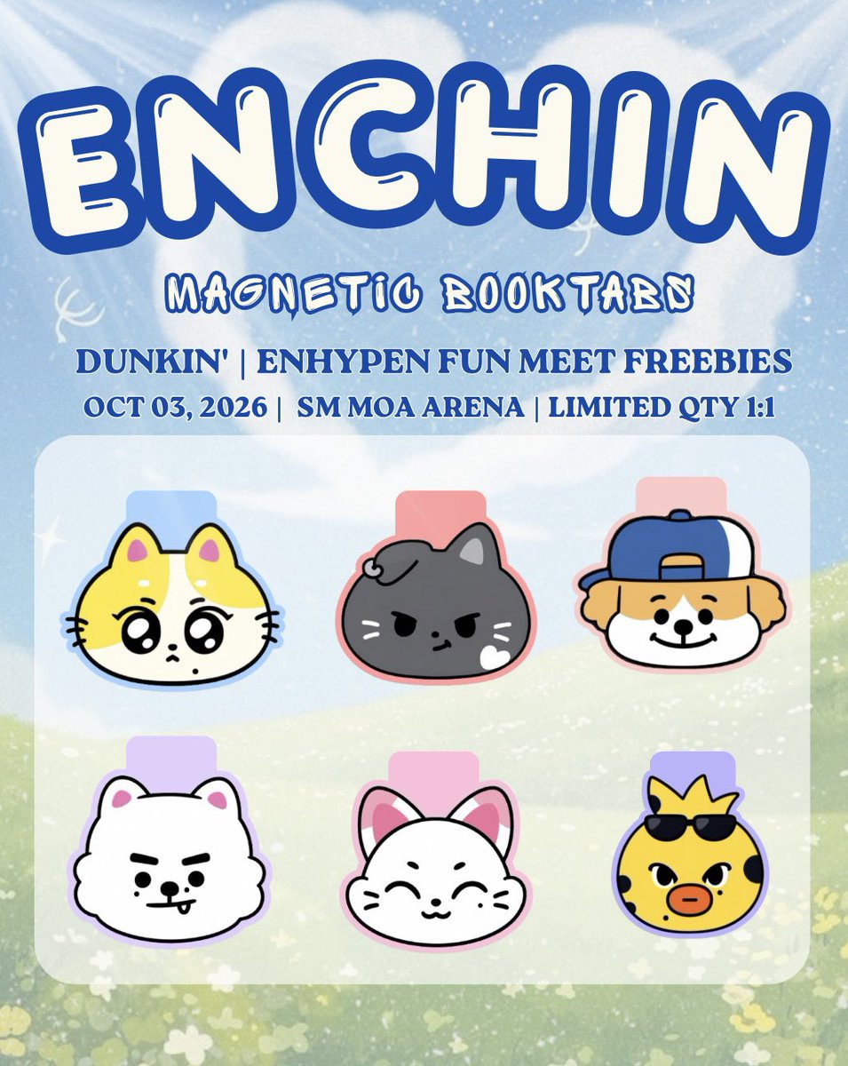 hoonwonieverse's tweet photo. :¨ ·.· ¨:
 `· .  ୨ 𝙀𝙉𝙃𝙔𝙋𝙀𝙉 𝘿𝙐𝙉𝙆𝙄𝙉 𝙁𝙐𝙉𝙈𝙀𝙀𝙏 ৎ
↳ Freebies by: @hoonwonieverse

- 𝙼𝙰𝙶𝙽𝙴𝚃𝙸𝙲 𝙱𝙾𝙾𝙺𝚃𝙰𝙱𝚂 𝚂𝙴𝚃
- 𝚂𝚄𝙽𝚂𝚄𝙽 𝙷𝙰𝙸𝚁𝙲𝙻𝙸𝙿𝚂
- 𝙻𝙸𝙼𝙸𝚃𝙴𝙳 8𝙲𝙼 𝚂𝚃𝙰𝙽𝙳𝙴𝙴

✮like &amp; rt
✮strictly 1:1 
✮exact loc tba 

See you, Co-Engenes!! https://t.co/GLMcO7oaIl