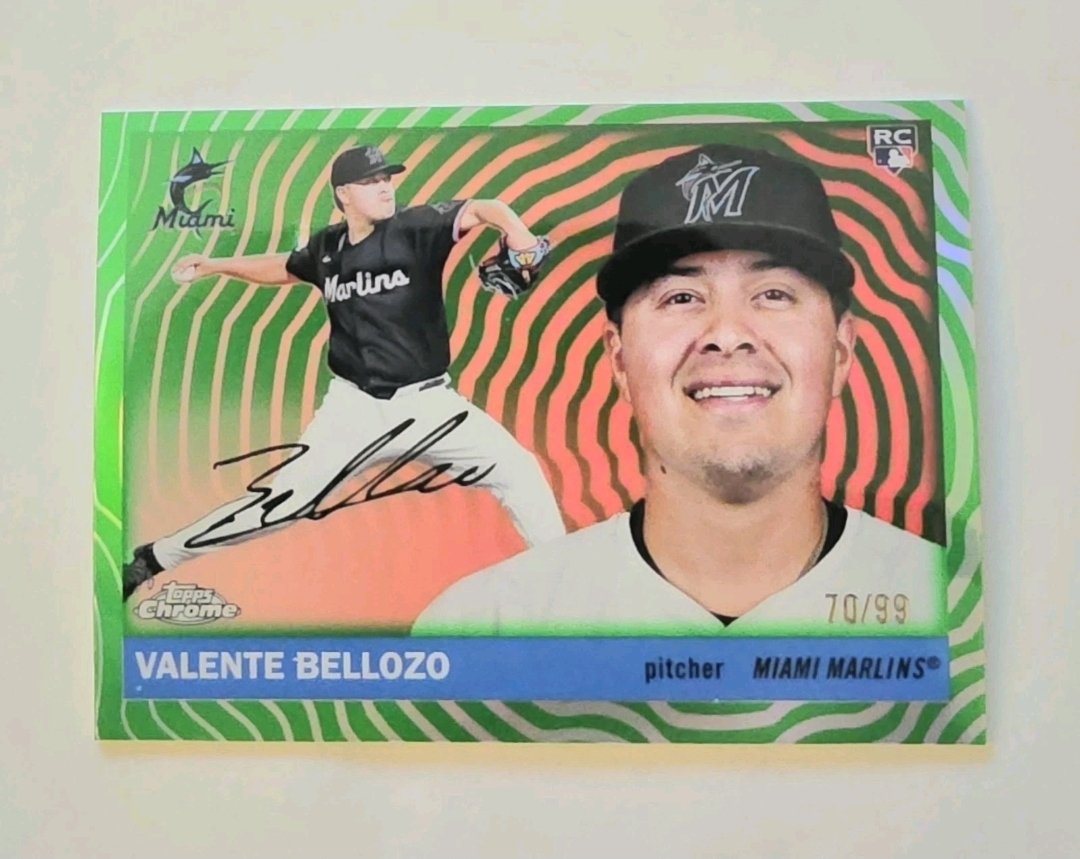 VanadielCards's tweet photo. Valente Bellozo 2025 Topps Chrome Platinum Vibrations Green Refractor 70/99 Rookie

💲 2
📬 Free PWE or $5 Small Box
🏦 PayPal or Venmo

https://t.co/pirnvLCrHA

#VanadielCards #thehobby https://t.co/oKtZoJZ9Ia