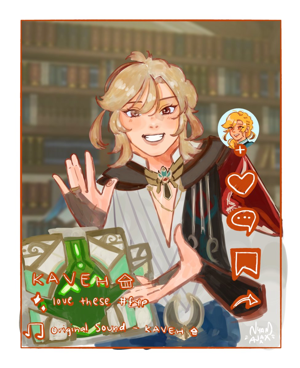 nyamajax's tweet photo. #haikaveh modern au where kaveh is a content creator   and he gets a completely normal question https://t.co/S5wO6tySfN