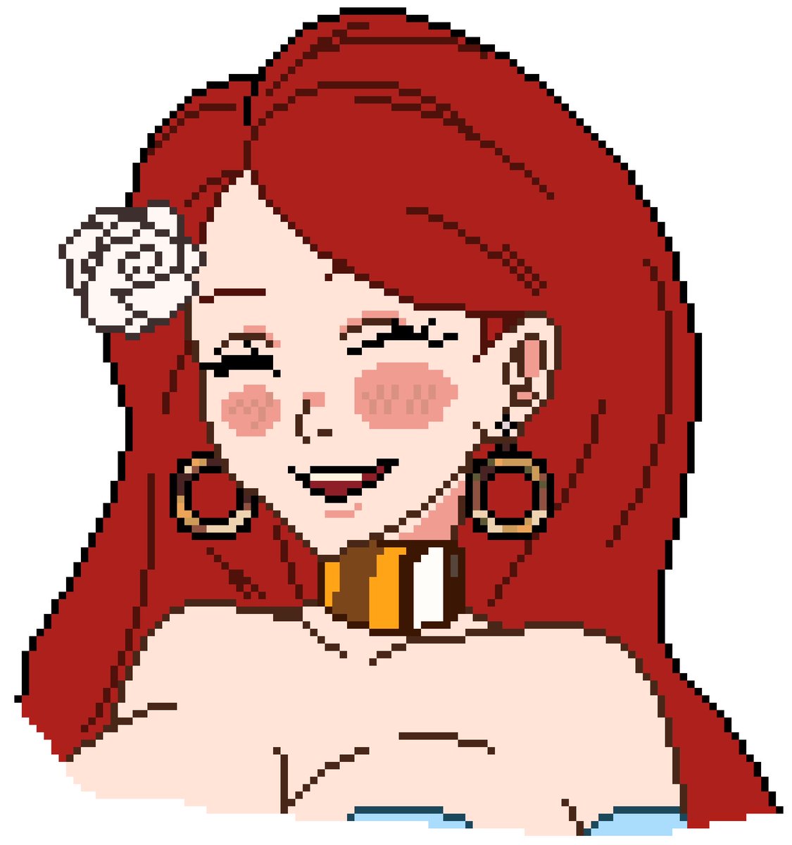 Anthro1's tweet photo. Haven’t had a chance to make her one yet, so here’s a pixellated profile of @GoddessAife from one of their references. She definitely has a cute smile :) https://t.co/zgPhy8kg6V