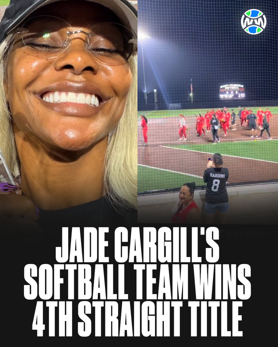 WrestlingWCC's tweet photo. Jade Cargill and Brandon Phillips’ Atlanta Smoke softball team won another championship this year 🏆

Their 4th consecutive title ⚾️ https://t.co/H1kF27WXMJ