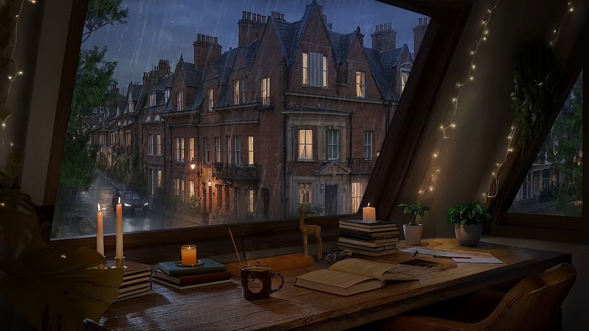 codyivory2's tweet photo. [Rainy street vibe just hit different—found the cutest café nook under the awning, steam curling out the windows and a random stray cat napping on a nearby bench. Nothing beats quiet, unplanned moments like this.]， https://t.co/l9E7h2nJn9