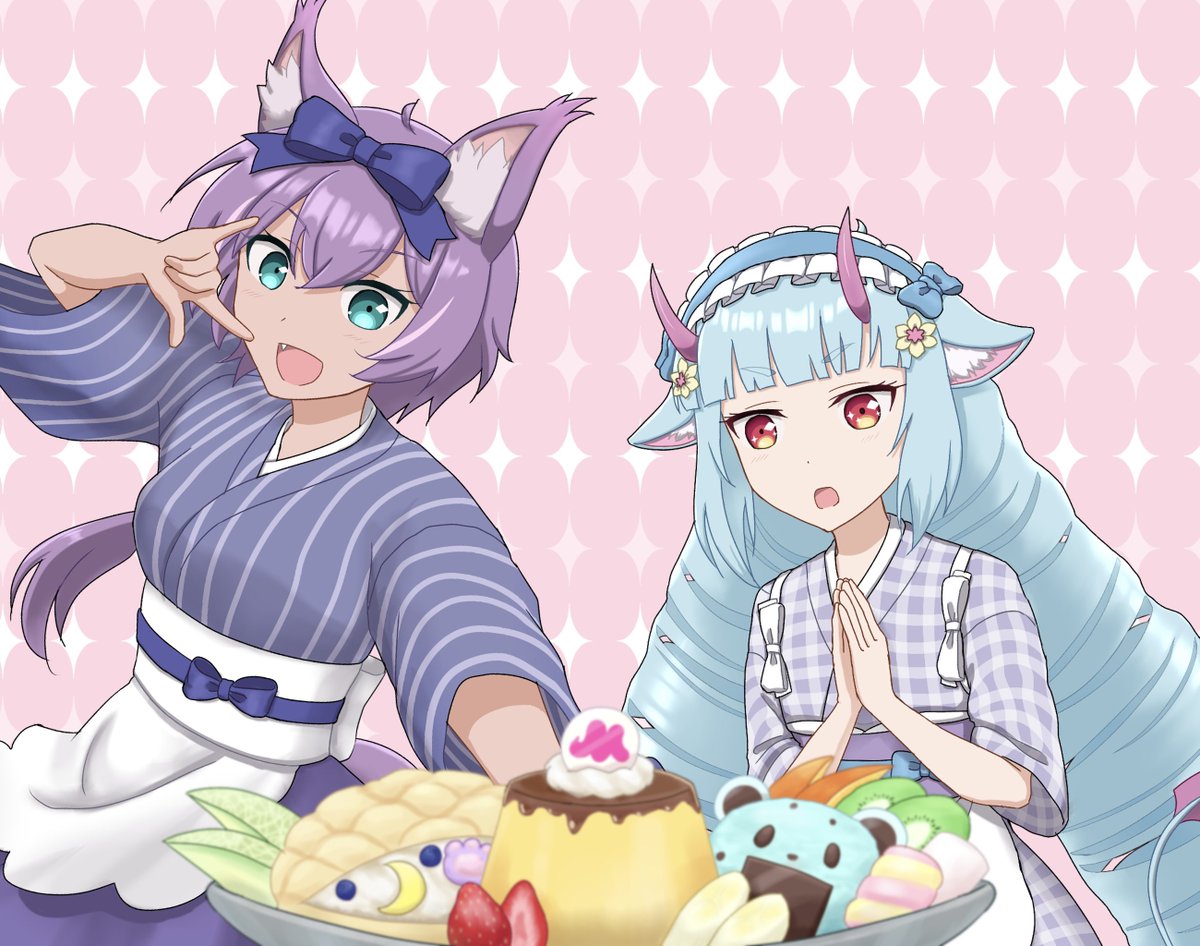 lys_rite_'s tweet photo. 喫茶店衣装のルフデル🐺🐲 https://t.co/8VsJttZcqS