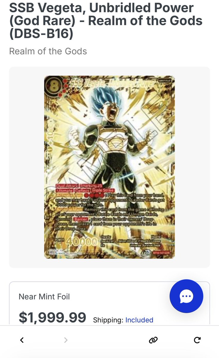 AndreXTCG's tweet photo. If you ever want to collect Dragon Ball Super Masters TCG, this card is definitely a must have!

• first ever god rare
• for the low 2k 😭

i know there’s other stuff like serial cards and regional prize cards but i can definitely see value in this card being the first ever GDR https://t.co/IAiwf3P19T