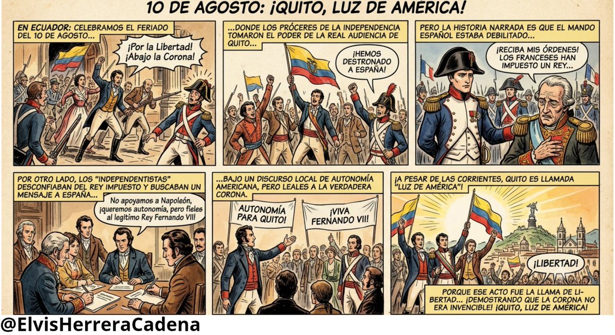 ElvisHerreraEC's tweet photo. Cualquier corriente no desconoce el valor y la hidalguía por la cual Quito es llamada “Luz de América” porque ese acto fue la llama de libertad que se buscaba para cada territorio conquistado y demostró que la corona no era invensible. https://t.co/blZluMxERQ