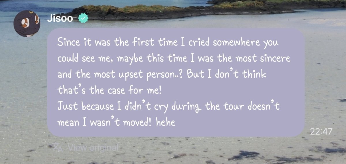 ForeverKimJisoo's tweet photo. 090826 JISOO APP update 💜

JISOO explaining everything what happened yesterday and the past few days: 

"The misunderstandings and hurt feelings that happen because we don't talk about it... I know it must feel frustrating too, but our 10th anniversary is something we should've been celebrating together (even though I already made you feel upset), and I think more than anything. I really hope there won't be any more NEGATIVE TALK or BASELESS ASSUMPTIONS that just keep spiraling."

Be the first to catch JISOO updates—subscribe now at https://t.co/2WSd5OoZ6n!💜