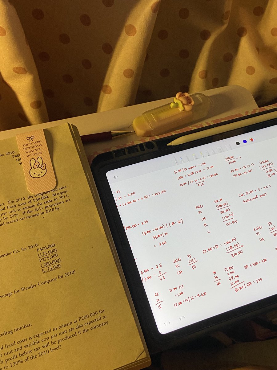 ponyotheCPA's tweet photo. 🧸ྀི studylog [8.9.26] ༘⋆✿

— late night study again 🌝
— study cvp analysis and solve some prob
— my sched this week 🫠 https://t.co/JorYWS3tHC