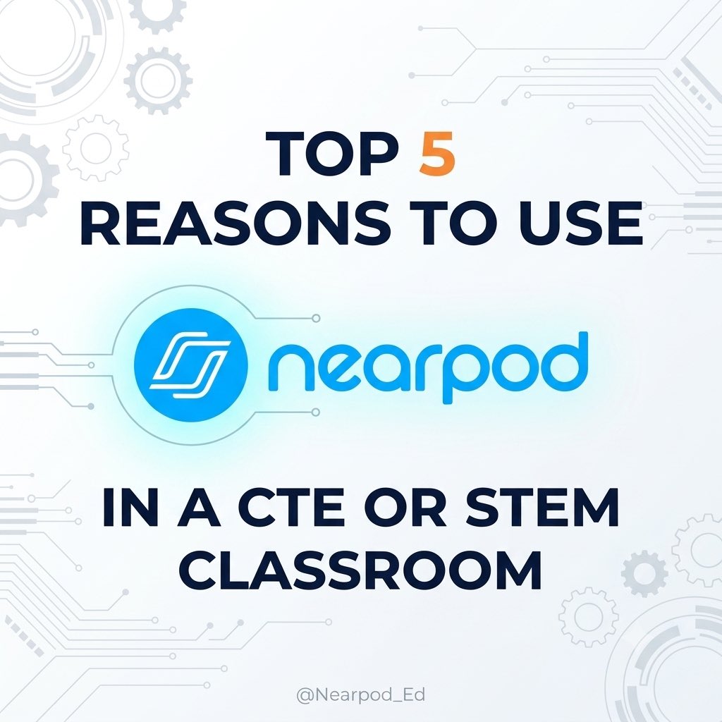 StevenFoxworth's tweet photo. Here are the top 5 reasons to use Nearpod in a Career and Technical Education (CTE) or STEM classroom to drive engagement, hands-on understanding, and real-time skill assessment: Read More: https://t.co/ao3UdYyeEb @nearpod https://t.co/CTIrl79NmY