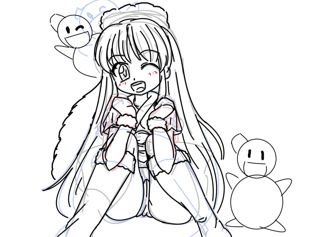 b_jido's tweet photo. 油蟲先生の配信を見ながらマイナーゲームライトニングレジェンドの雪ちゃんを下書き中。えらいこっちゃ手足が交差して難しくなったぞ…描けるんだろうか https://t.co/AsJqok9Uev
