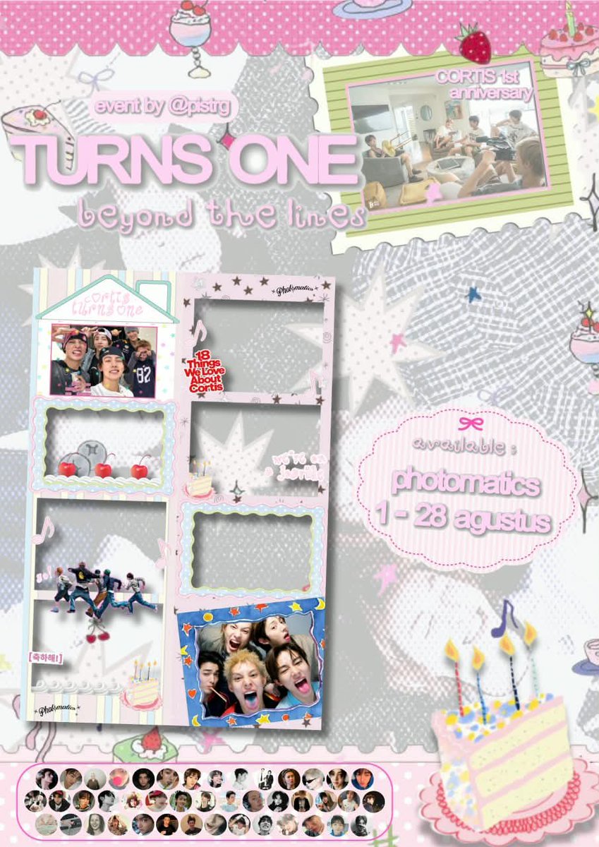 jjamienaa's tweet photo. ˙ . ꒷ 🍥 . 𖦹˙— 🍰 TURNS ONE : BEYOND THE LINES 

#CORTIS 1st Anniversary photobooth event by @pistrg 

✶🎂 𓂃 𓈒𓏸  1 - 28 Agustus 2026 
(📍) Photomatics 
⤷ more details on poster  ˎˊ˗

kindly tag me &amp; share with hastag #CORTISTurnsOne #CTO1 #코르티스_첫돌 https://t.co/rpVI3a5DgJ