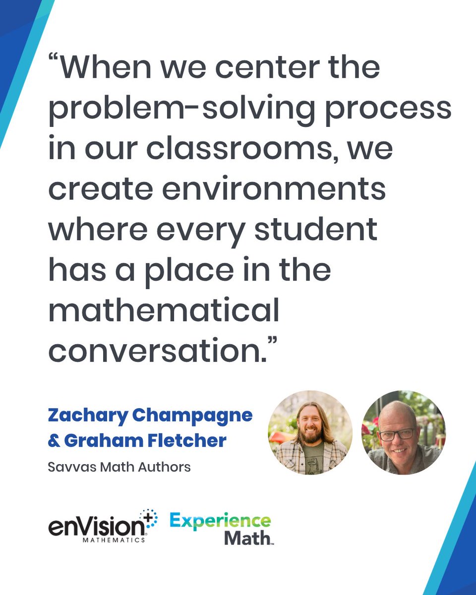 SavvasLearning's tweet photo. 🏫 Centering the Problem-Solving Process in the Math Classroom - Read the latest blog by math authors Zak Champagne and Graham Fletcher: https://t.co/tZuyz8rqLu
#MathEd #iteachmath #edchat https://t.co/Md12JAsgpL