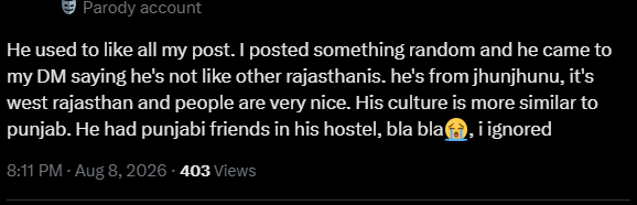 NicoPazyryk's tweet photo. he was tryna do sem2sem saar with Poonch then got schooled by a guy from AJK, there were multiple guys from AJK @KotliSher but as usual all your posts are deleted now.

this @/Gs_shekhawatt guy is a narcissist who is making stories about honeytrapping and how he gets attention 😂 https://t.co/SaGwHPOv0r