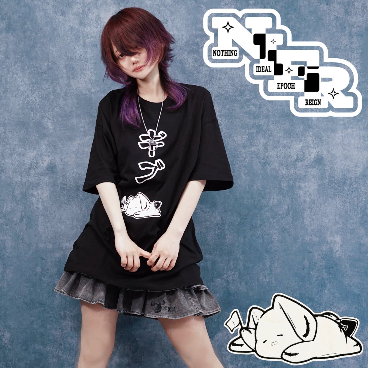 NieR_tokyo's tweet photo. 🎁MEGA EVENT🎁

《先着77点争奪プレゼント》
💥💥999円(税込)💥💥

BLACK COTTON CUTSEW【ギブ】

インパクト抜群のオリジナルイラストが映える綿100%素材のカットソーになります✨

男女問わず着用可能なゆったりサイズ仕様✨

是非チェックしてみてください🐰
https://t.co/GZYrXoIxxy https://t.co/1keZEi9bjj